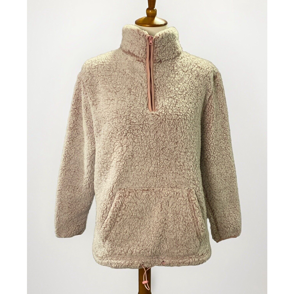 Serra Sherpa Quarter Zip Pullover Womens Med Pair No Long Sleeve Kangaroo Pocket
